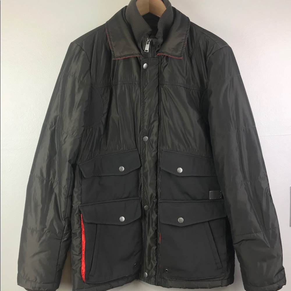 Guess Men's Parka Jacket Coat Charcoal Gray